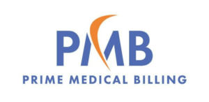 A blue and orange logo for the pmb